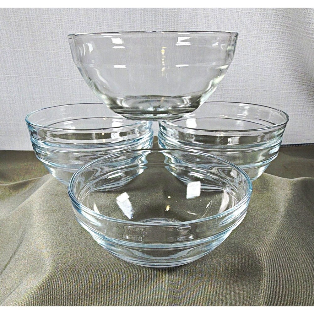 Vintage Durable Heat Resistant Clear Glass Prep Custard Ramekin Bowls Set of 6